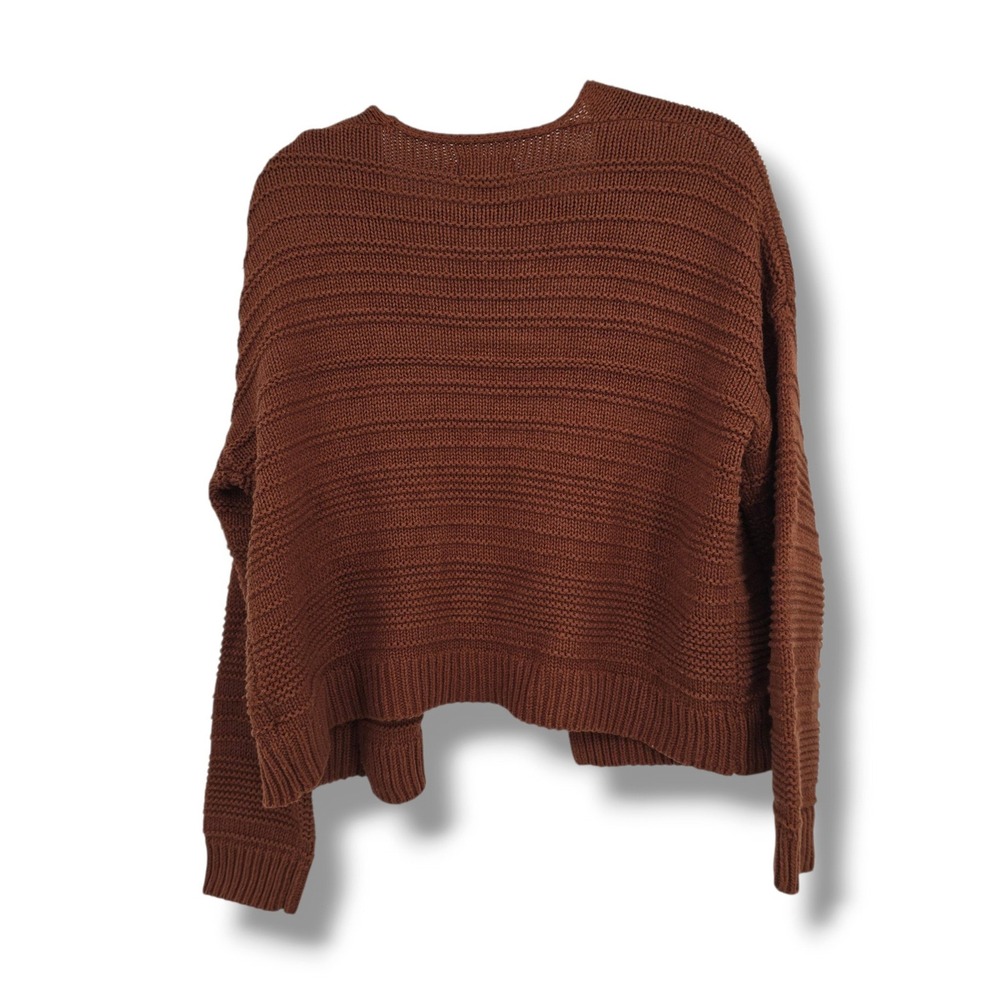 Universal Thread Womens Rust Brown Textured Ribbed Open Front Cardigan Large - Picture 2 of 6